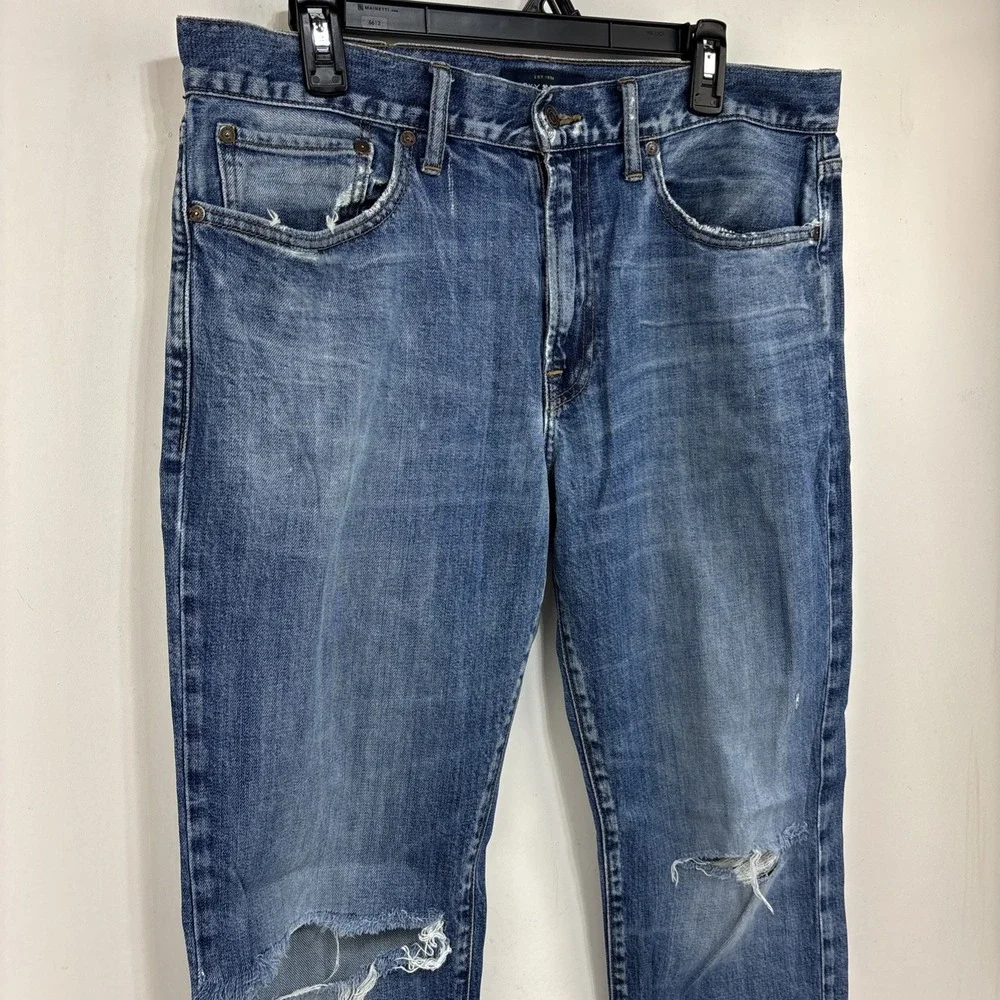 Lucky Brand 121 Slim‎ Men's Jeans Size 34x30 Blue Medium Wash Distressed Look